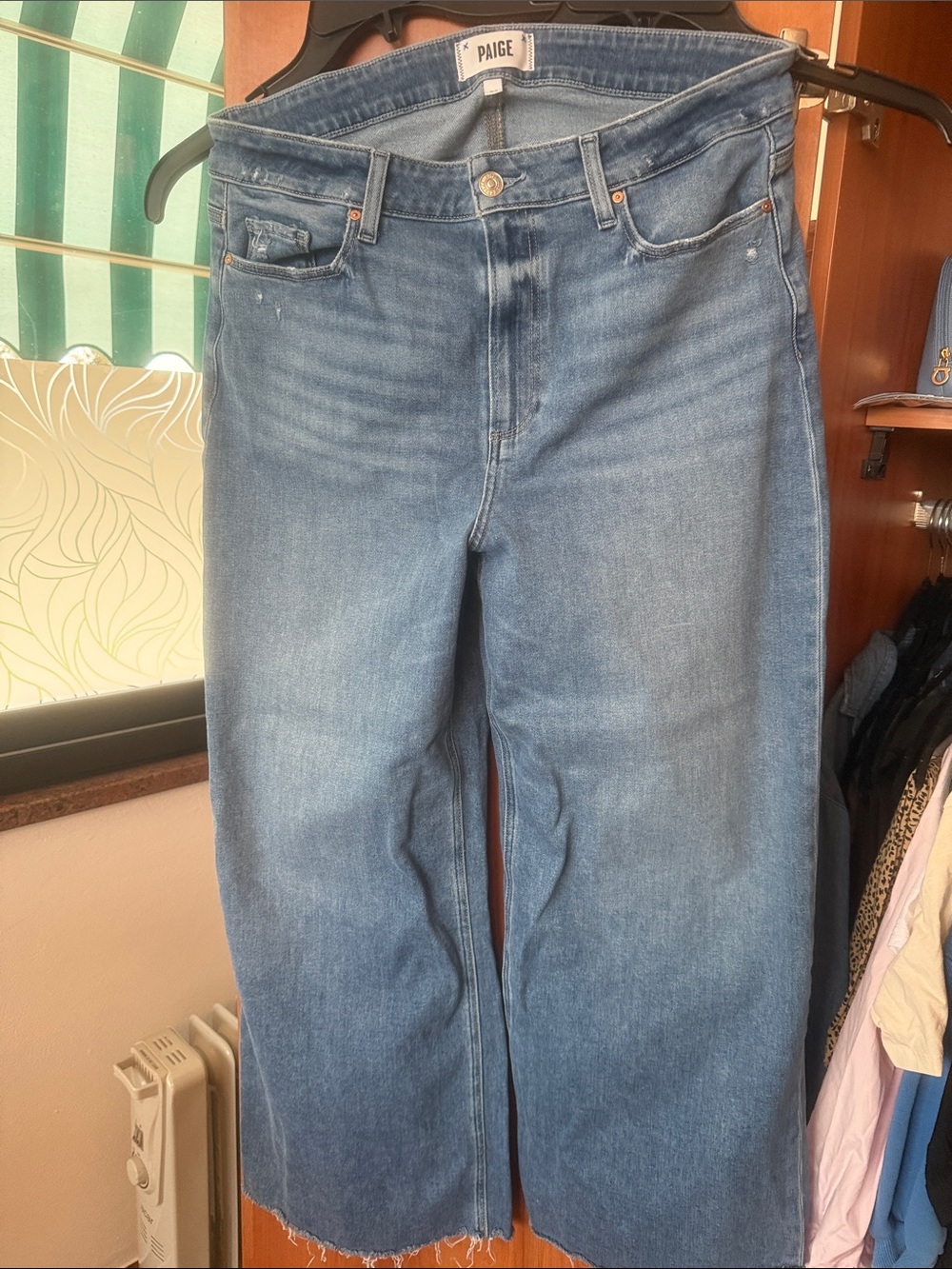 PAIGE Anessa Blue Wide-Leg Jeans